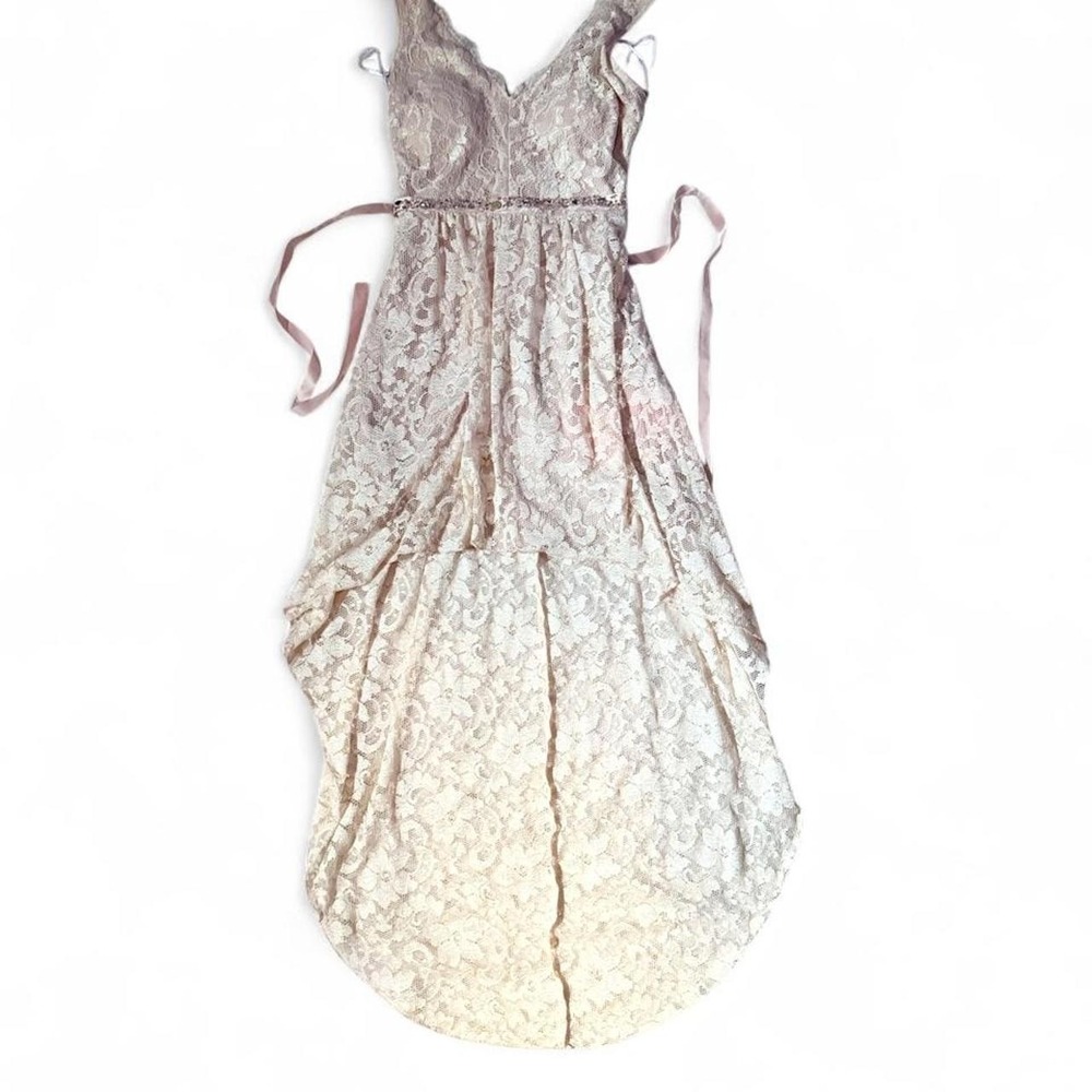 Floral Lace Feminine Delicate Coquette High Low Country Cowgirl Dress Womens 12